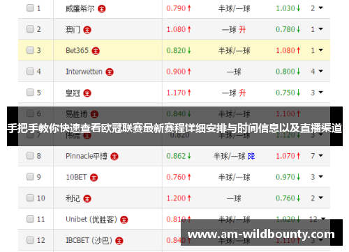 手把手教你快速查看欧冠联赛最新赛程详细安排与时间信息以及直播渠道